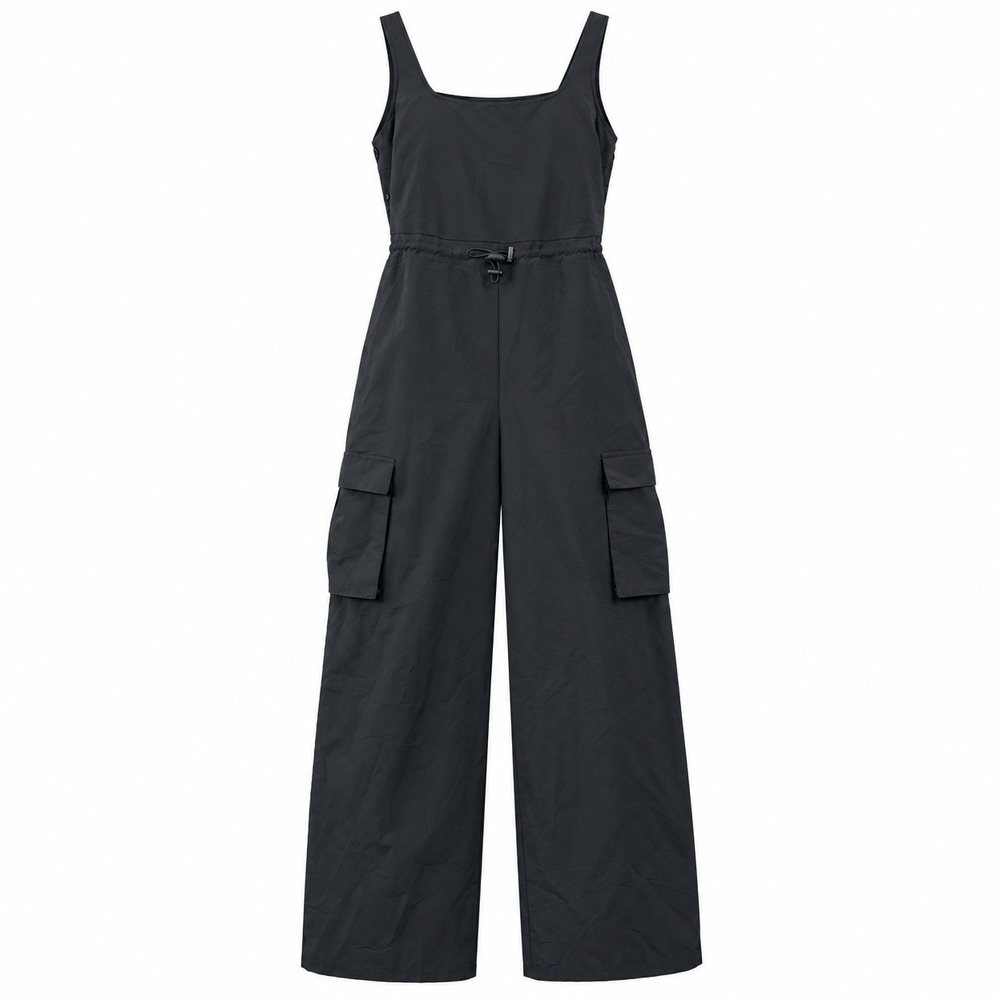 Derek Heart Cargo Jumpsuit Size S Black Gorpcore Wide Leg Utility Streetwear